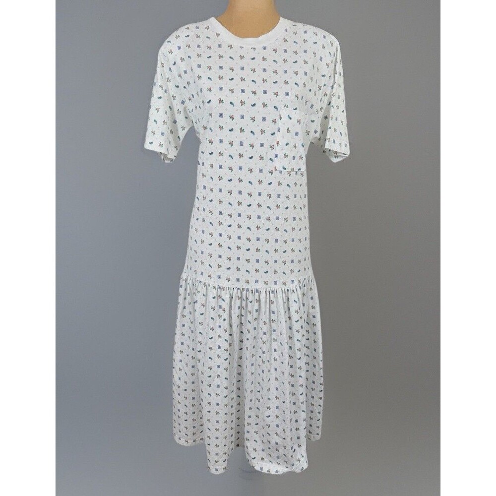 Vintage 90s DB Sport Ditsy Cotton Drop Waist Midi Dress Women’s Large